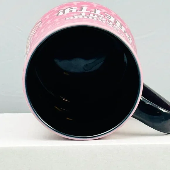 Disney Parks Minnie Mouse Ceramic Mug 16 Oz Pink Black Heart Print - Picture 5 of 6